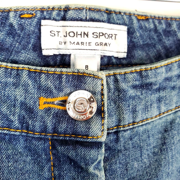 St. John Sport Blue Denim Size 8 Straight Leg High Rise Jeans Lux Retro Stretch - Picture 7 of 9